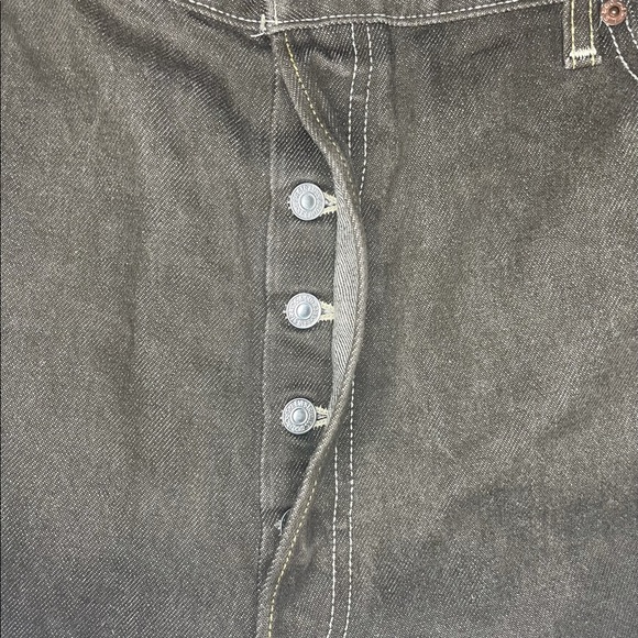 Levis 501XX Mens Dark Wash Regular Straight Button Fly Jeans 42x32 - Picture 7 of 9